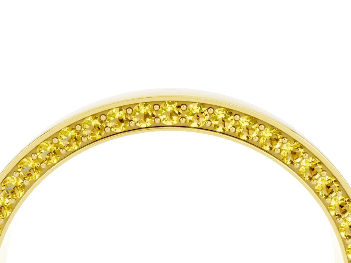 Pavé Round Yellow Sapphire Channel Set Band Yellow gold