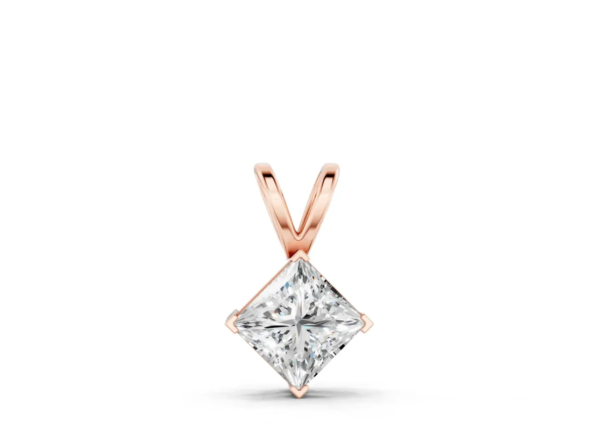 Princess Cut Bezel Set Pendant Rose gold