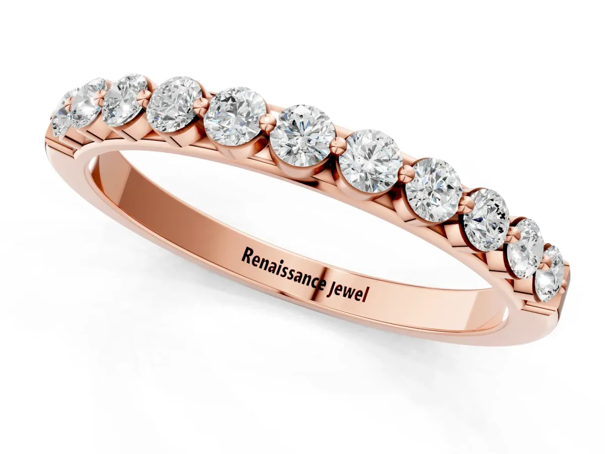 Round Diamond Channel Set Eternity Band Rose gold