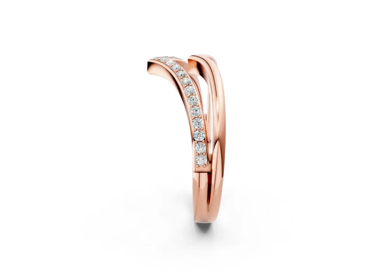 Pavé Round Diamond Chevron Band with Channel Setting Rose gold