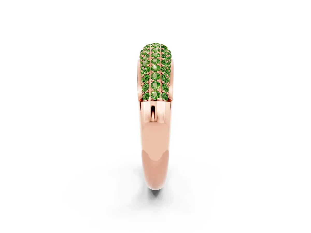 Three-Row Pavé Round Peridot Dome Band Rose gold