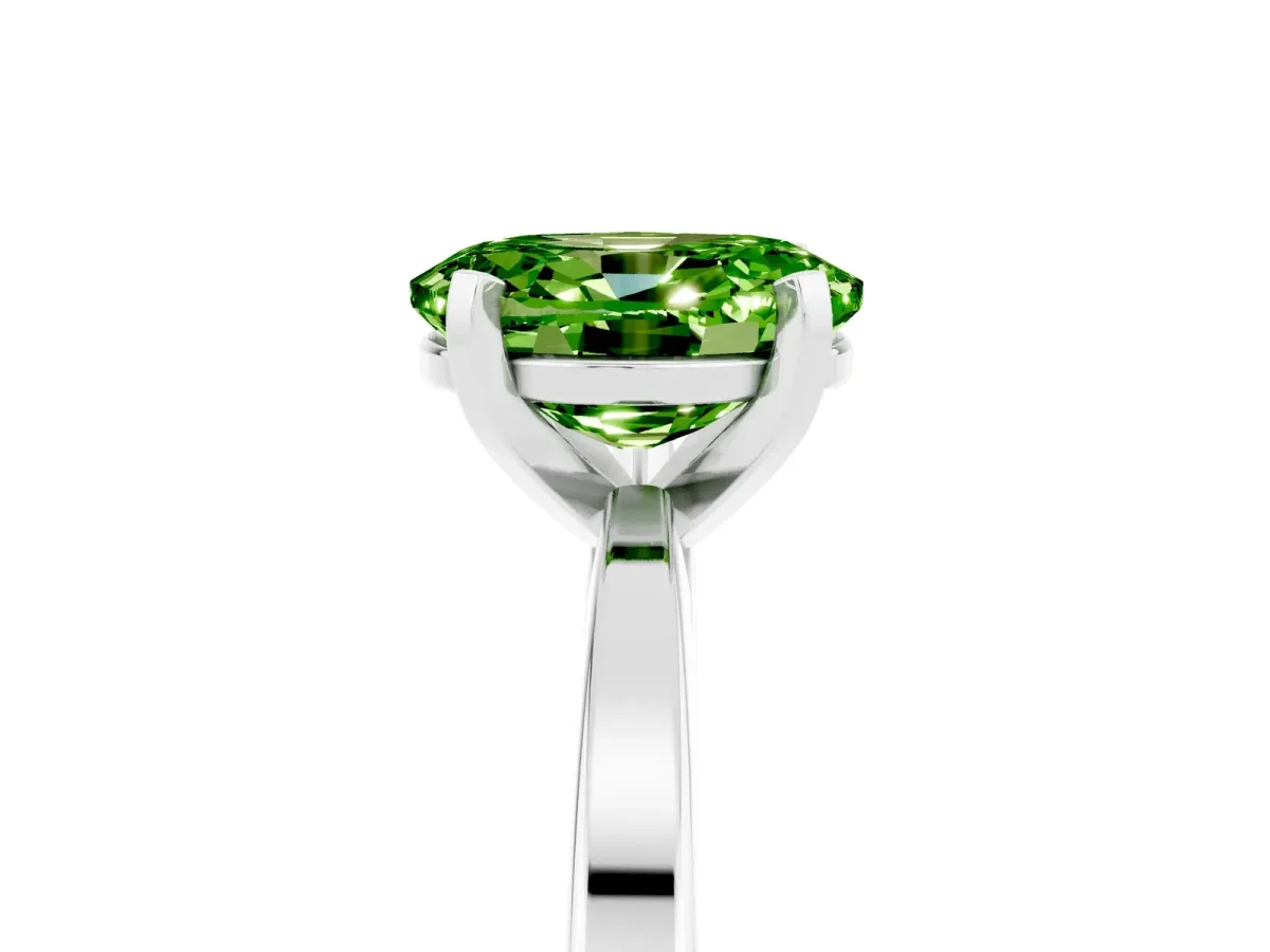 Oval Cut Peridot Solitaire Engagement Ring with Classic Band and Four-Prong Setting Platinum