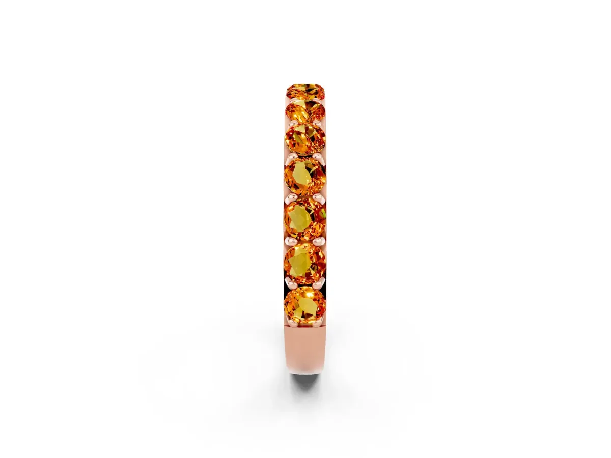 Round Citrine Half Eternity Band with Classic Prong Setting Rose gold