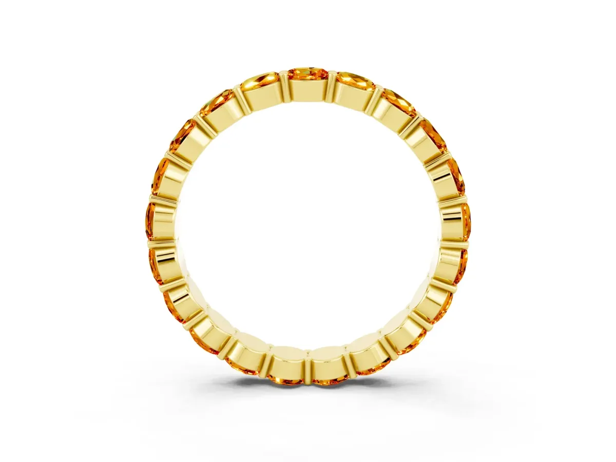 Round Citrine Eternity Band with U-Prong Setting Yellow gold