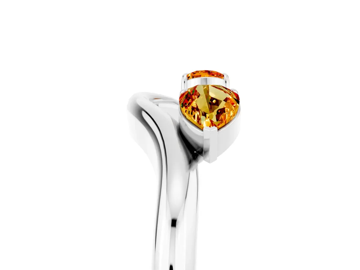 Pear Cut Citrine Two-Stone Open Band Ring with Prong Setting Silver