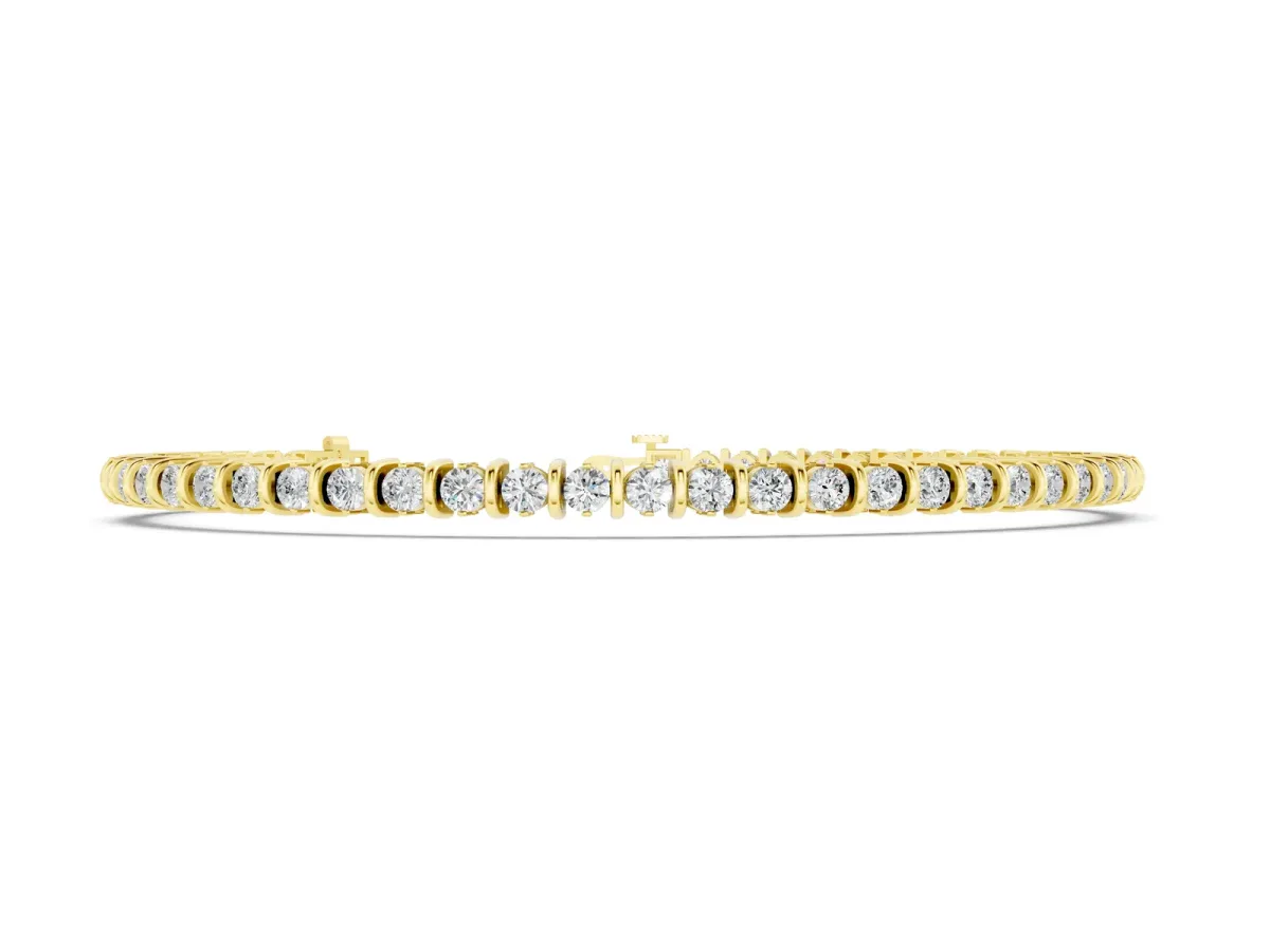 Round Diamond Tennis Bracelet with Channel Setting and Box Clasp Yellow gold