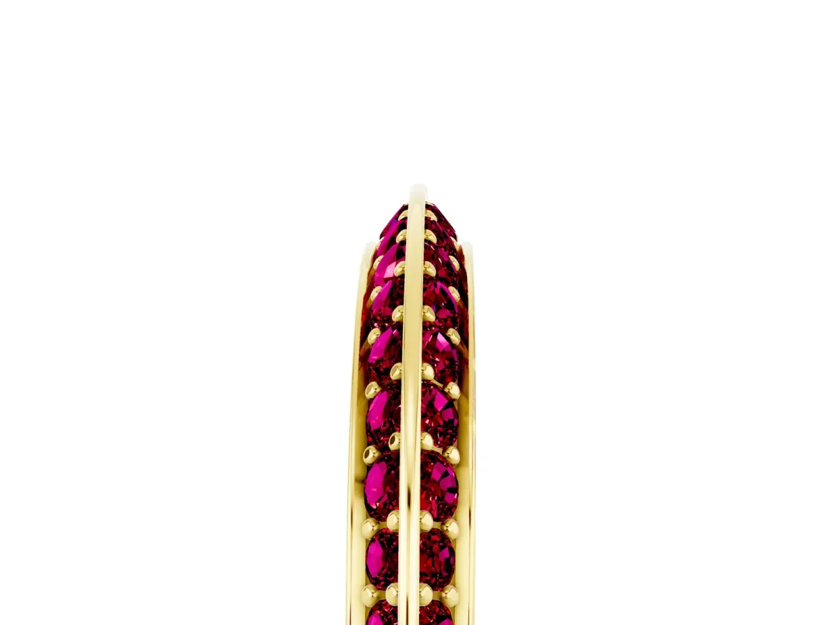 Double Row Pavé Round Garnet Eternity Band with Channel Setting Yellow gold