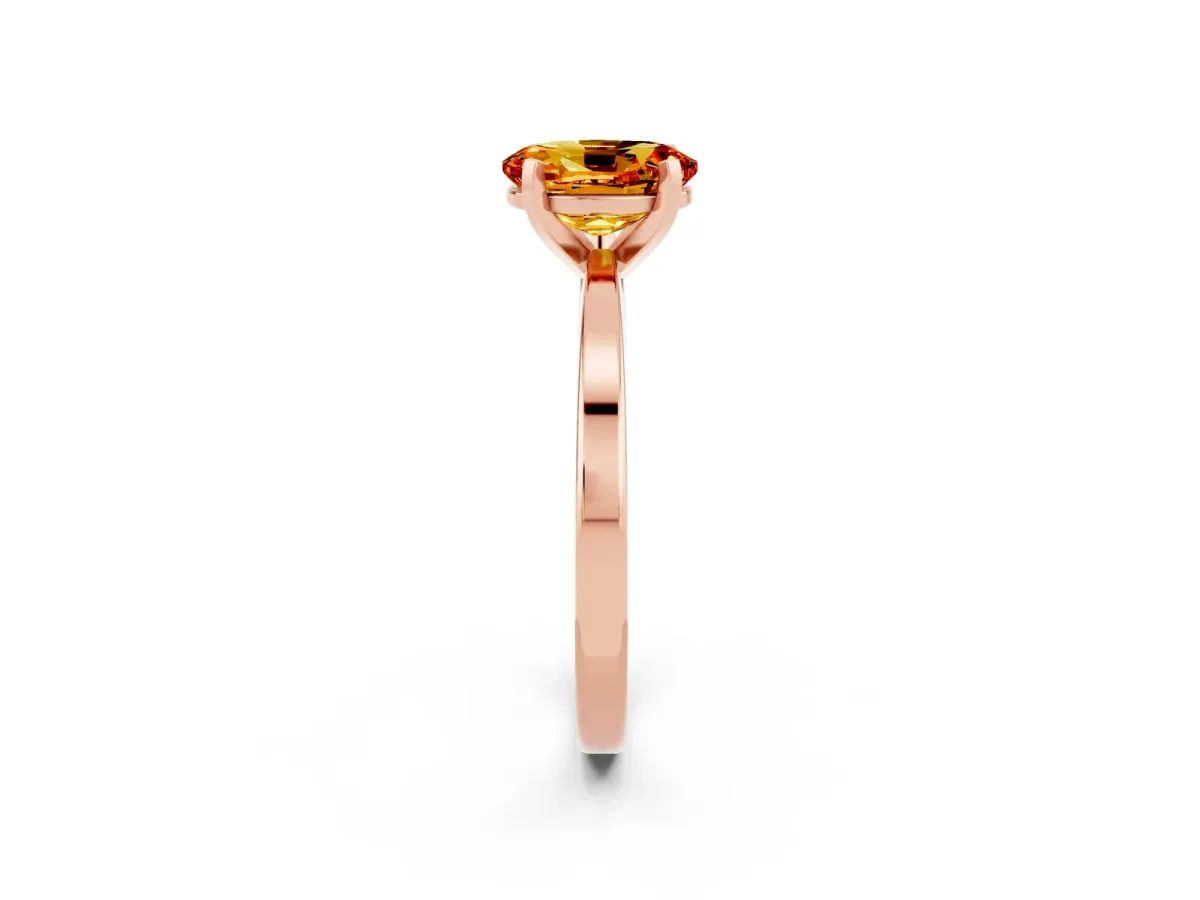 Oval Cut Citrine Solitaire Engagement Ring with Classic Band and Four-Prong Setting Rose gold