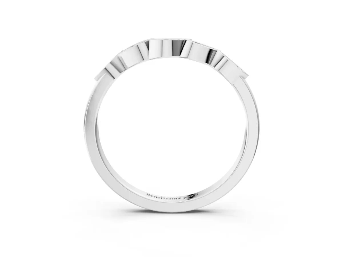 Marquise Diamond Leaf Eternity Band with Bezel Setting Platinum
