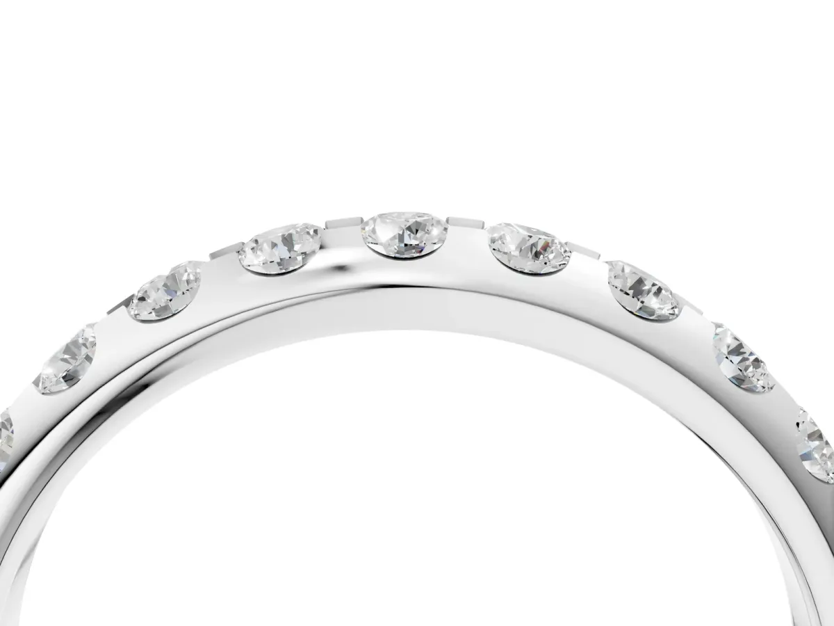 Round Cut Diamond Half-Eternity Band with Shared Prong Setting Platinum