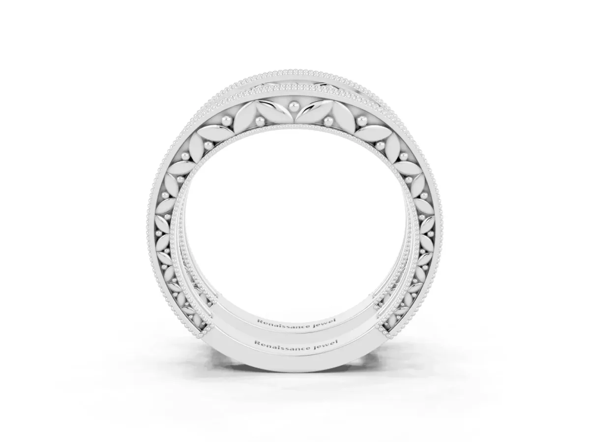 Round Moissanite Milgrain Eternity Band with Channel Setting Platinum