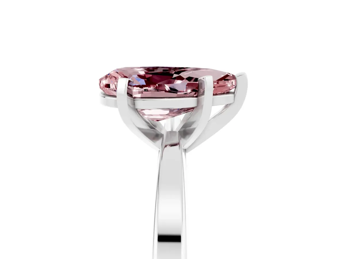 Pear Cut Morganite Solitaire Engagement Ring with Classic Band and Four-Prong Setting White gold