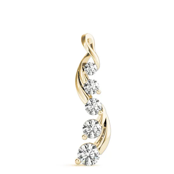 Round Brilliant Diamond Prong Set Pendant Yellow gold