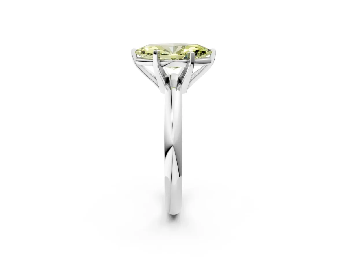 Fancy Yellow Marquise Cut Diamond Solitaire Engagement Ring with Round Band and Four-Prong Setting Silver