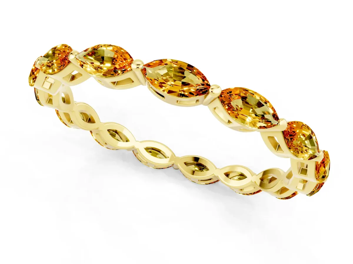 Marquise Citrine Eternity Band with U-Prong Setting Yellow gold
