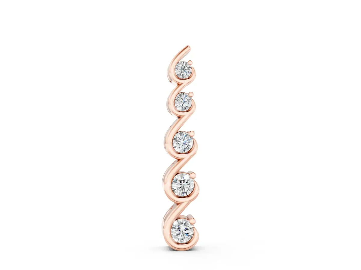 Round Diamond S-Curve Prong Pendant Rose gold