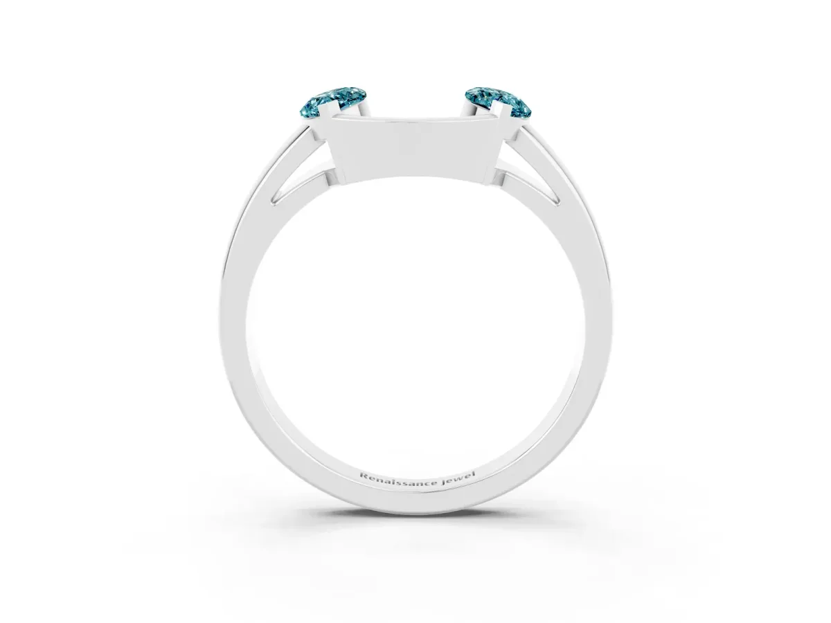 Marquise Blue Topaz Open Band Ring with Tension Setting Platinum