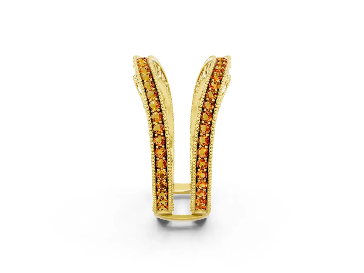 Round Citrine Milgrain Eternity Band with Channel Setting Yellow gold