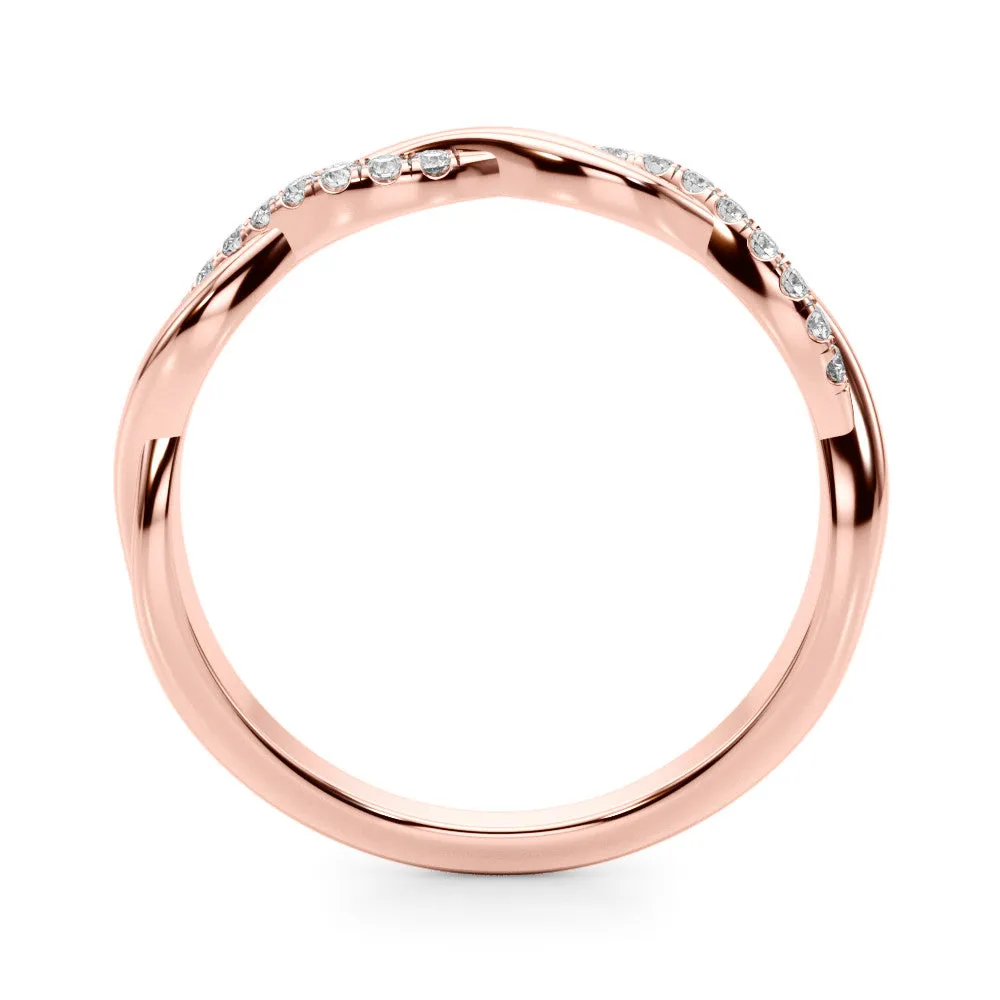 Twisted Pave Round Diamond Infinity Band with Channel Setting Rose gold