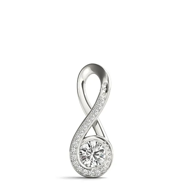 Infinity Pavé Round Diamond Bezel Pendant White gold