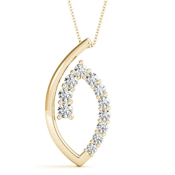 Round Diamond Prong Set Marquise Pendant Yellow gold