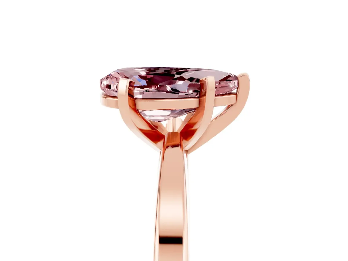 Pear Cut Morganite Solitaire Engagement Ring with Classic Band and Four-Prong Setting Rose gold