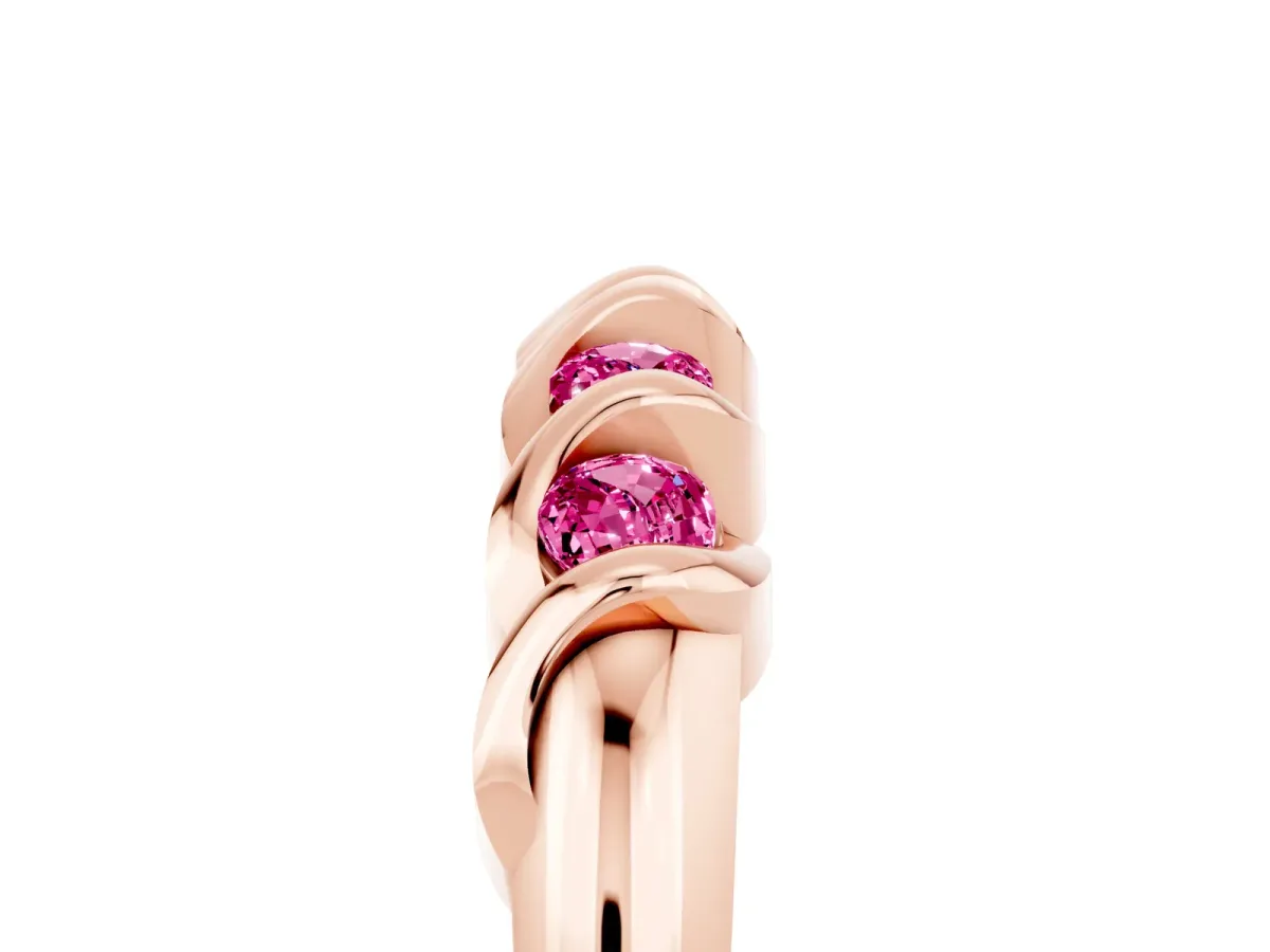 Round Pink Sapphire Eternity Band with Twist Prong Setting Rose gold