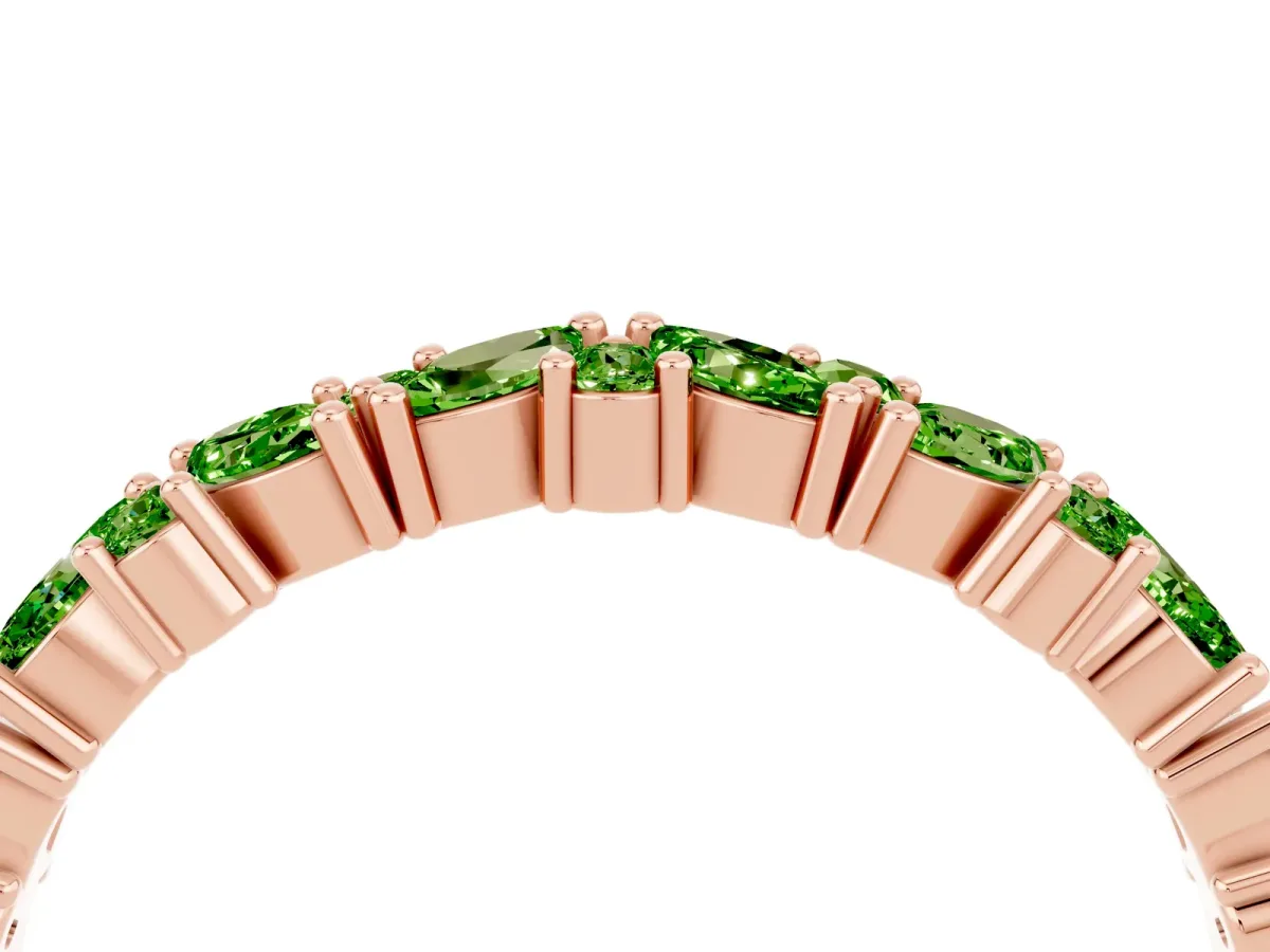 Marquise and Round Peridot Vine Eternity Band with Prong Setting Rose gold