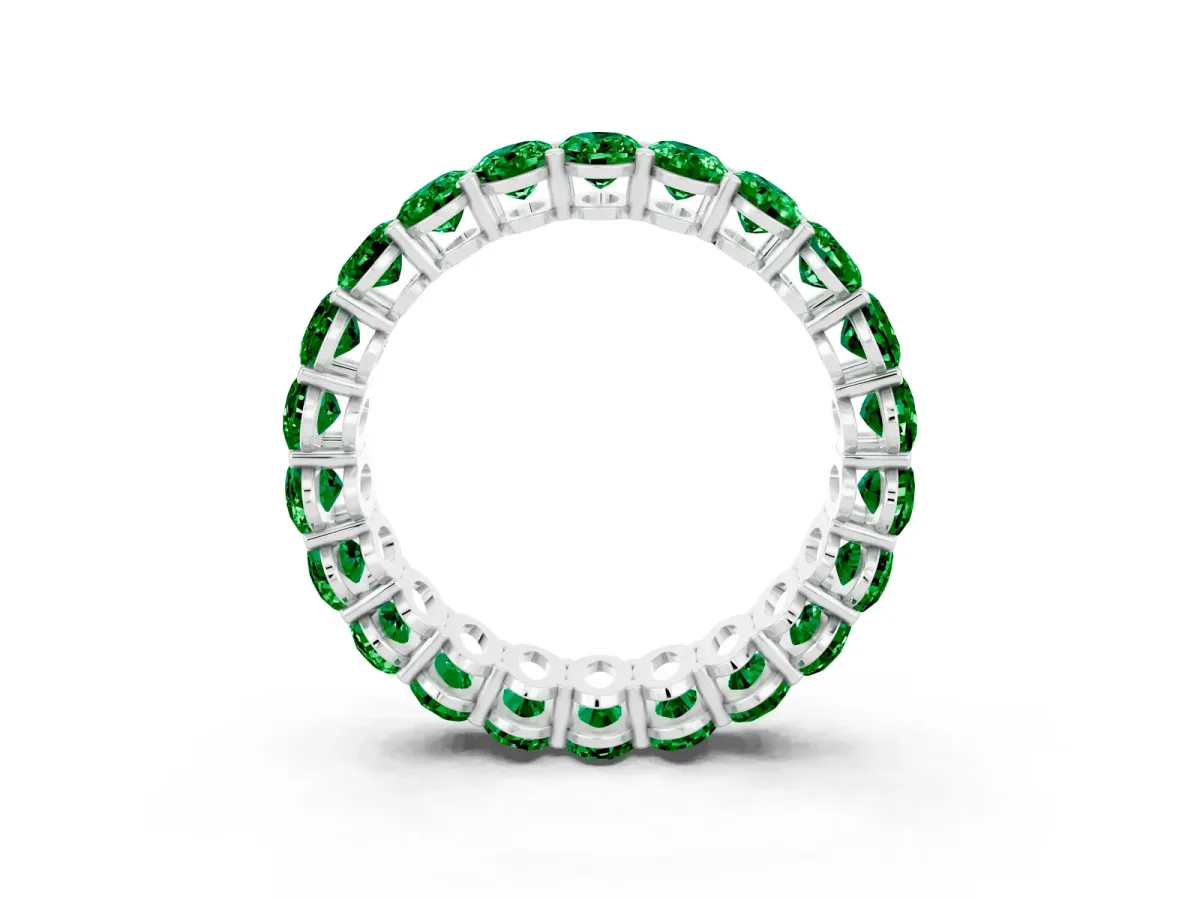 Oval Cut Emerald Eternity Band with Shared Prong Setting White gold