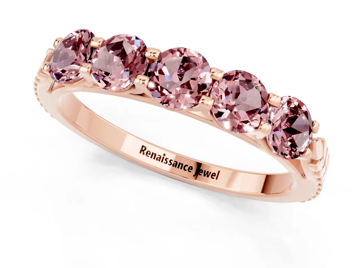 Five-Stone Round Morganite Prong-Set Band Rose gold