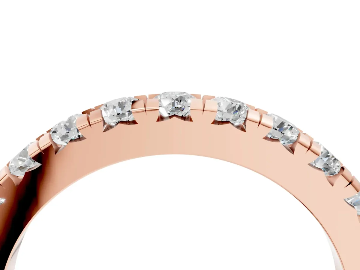 Round Diamond Half-Eternity Prong Set Band Rose gold