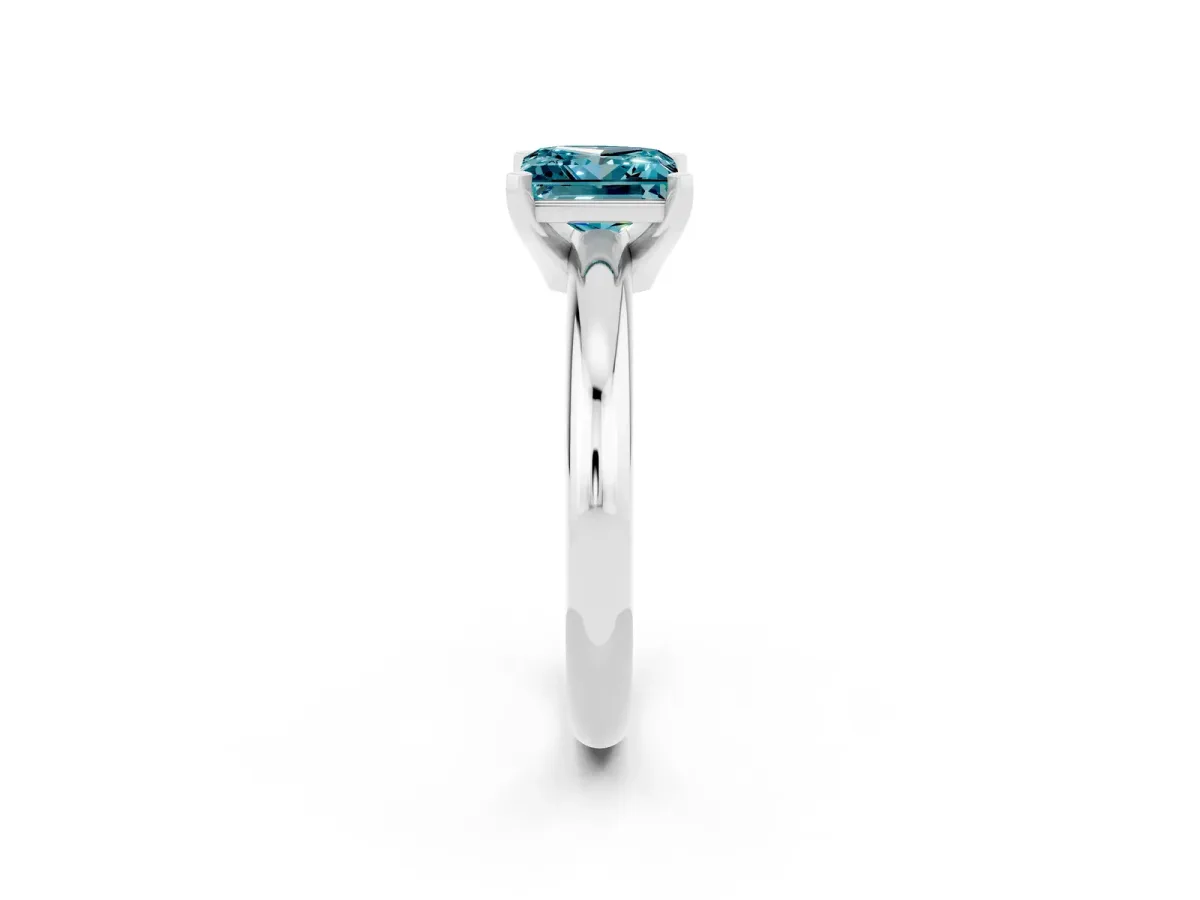 Radiant Diamond Engagement Ring with Pear and Round Side Stones Platinum
