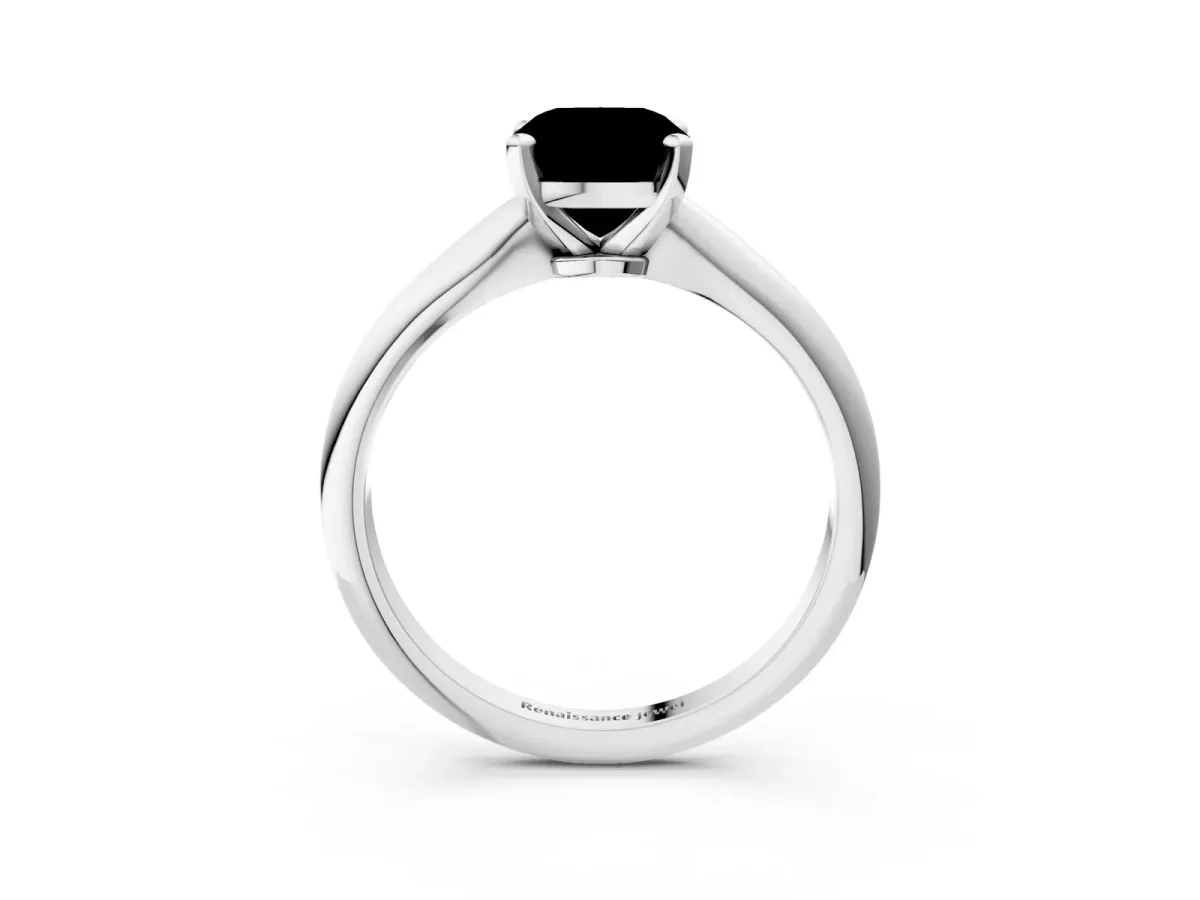 Fancy Yellow Cushion Cut Diamond Solitaire Engagement Ring with Classic Band and Four-Prong Setting Platinum