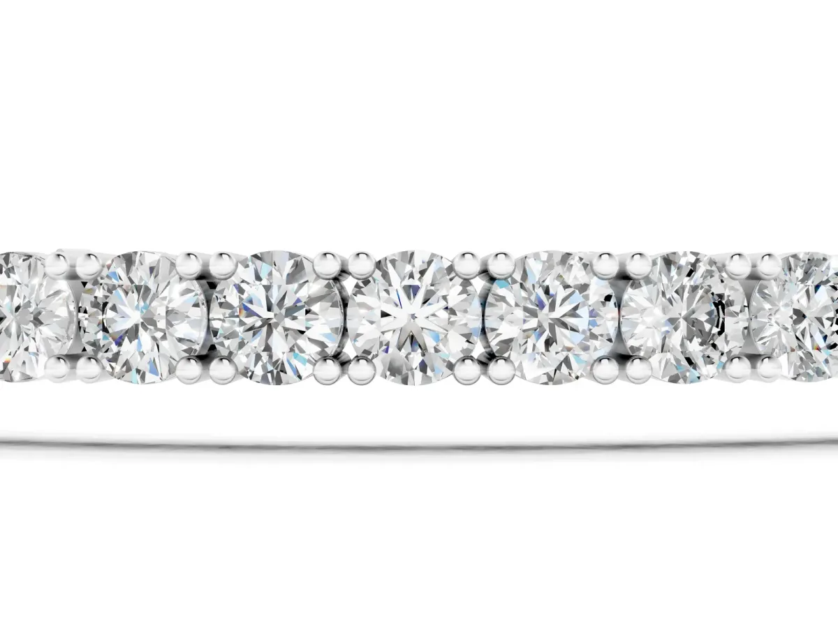 Round Diamond Tennis Bracelet with Prong Setting in White Gold Silver