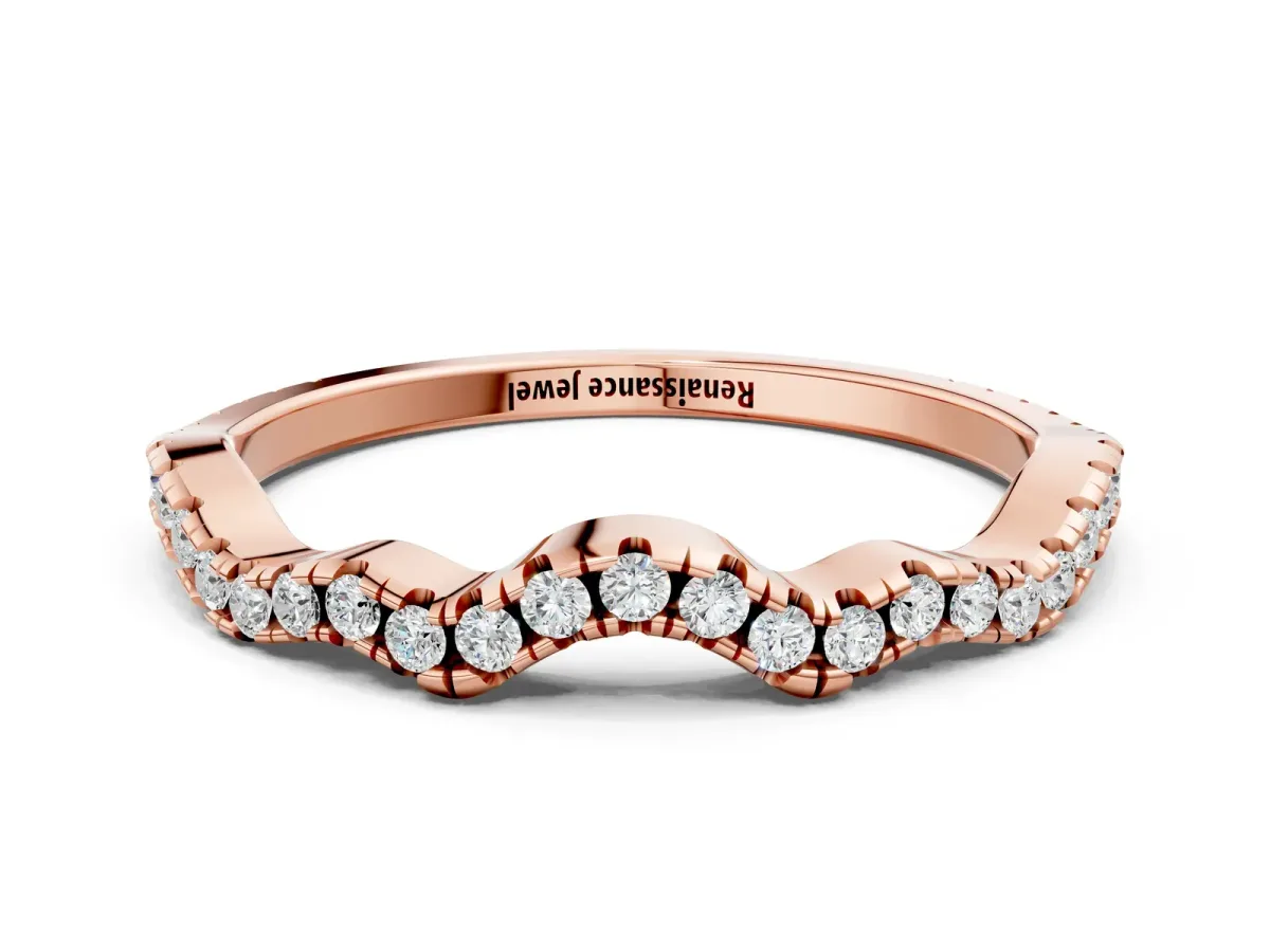 Pavé Round Diamond Curved Eternity Band Rose gold