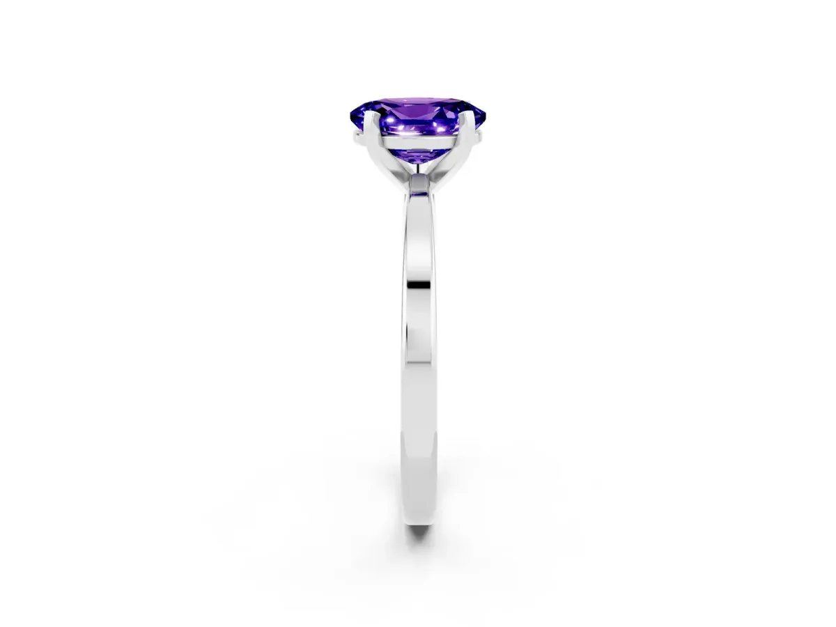 Oval Cut Tanzanite Solitaire Engagement Ring with Classic Band and Four-Prong Setting Platinum