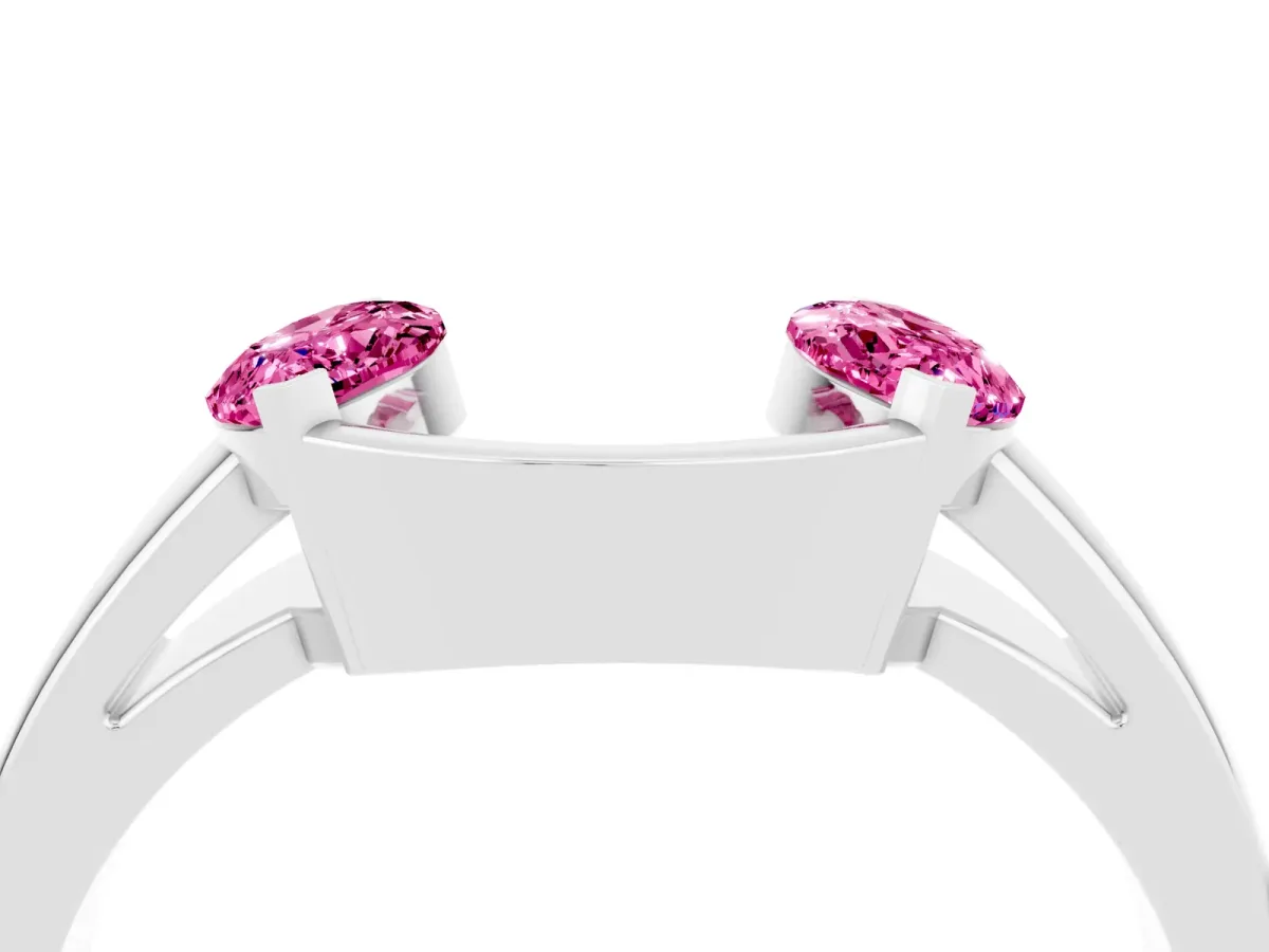 Marquise Pink Sapphire Open Band Ring with Tension Setting White gold