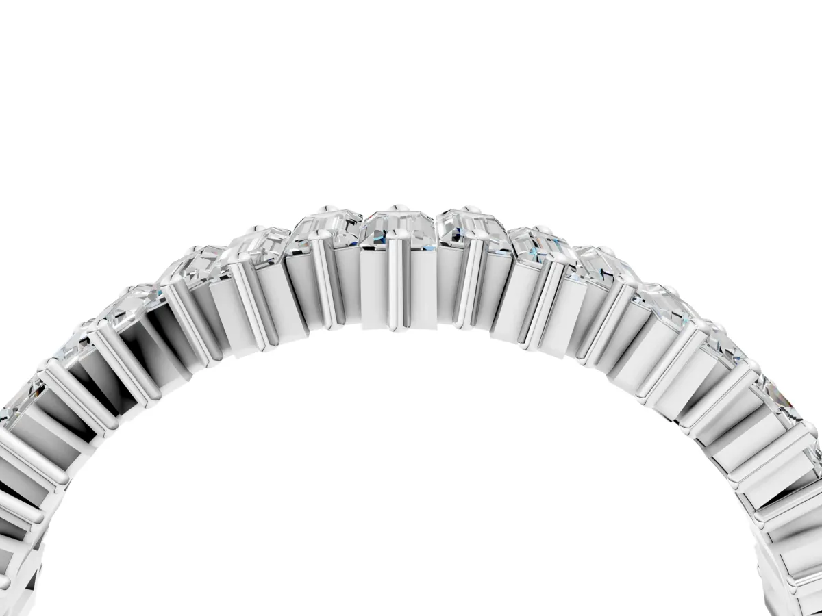 Baguette Diamond Full Eternity Ring with Prong Setting White gold