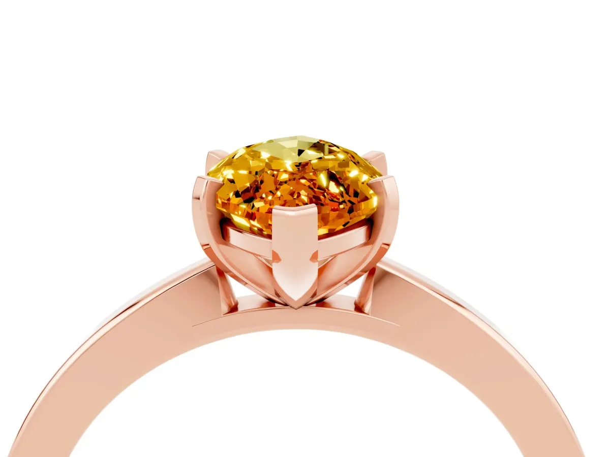 Marquise Cut Citrine Solitaire Engagement Ring with Classic Band and Four-Prong Setting Rose gold