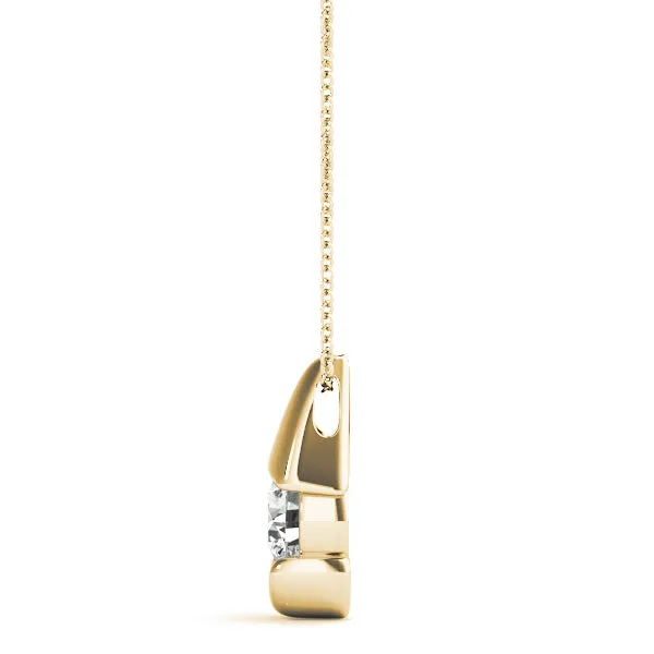 Round Diamond Bezel Set Teardrop Pendant Yellow gold