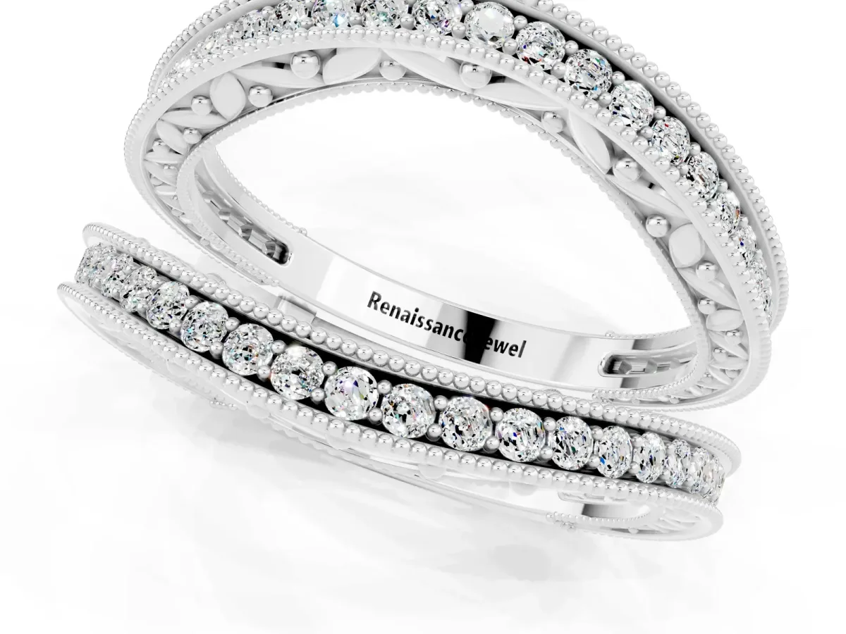 Round Moissanite Milgrain Eternity Band with Channel Setting Platinum