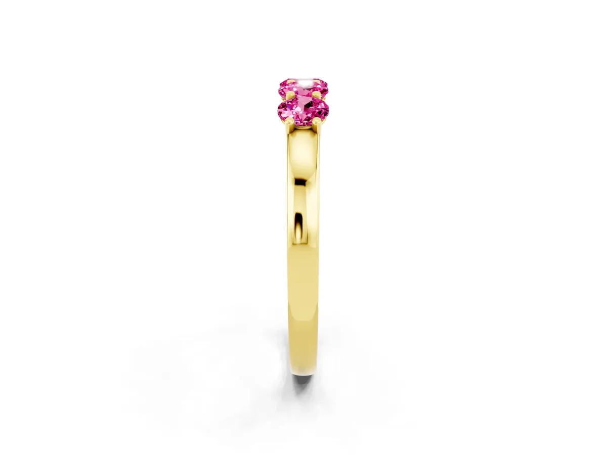 Four-Stone Round Pink Sapphire Prong-Set Band Yellow gold