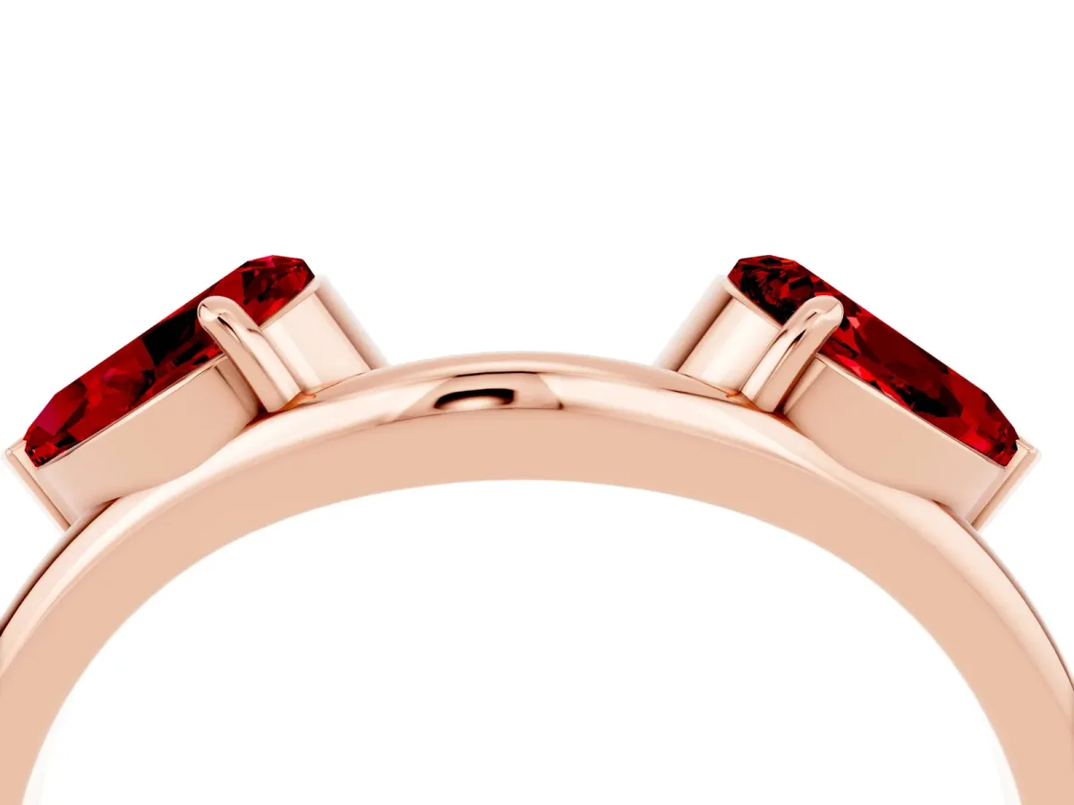 Two-Stone Pear Ruby Bypass Ring with Prong Setting Rose gold