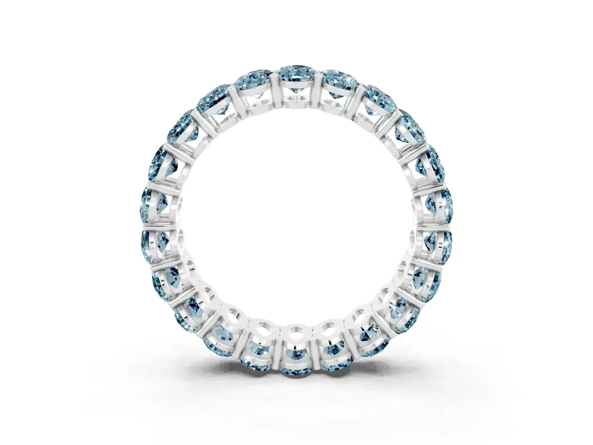 Oval Cut Aquamarine Eternity Band with Shared Prong Setting Silver