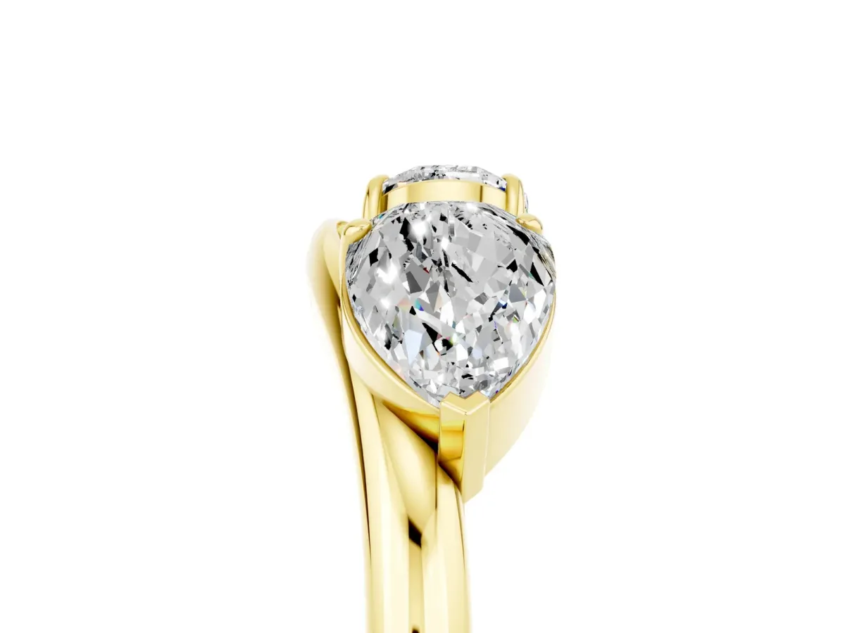 Two-Stone Pear Moissanite Bypass Ring with Prong Setting Yellow gold