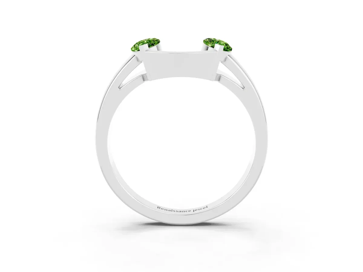 Marquise Peridot Open Band Ring with Tension Setting Silver