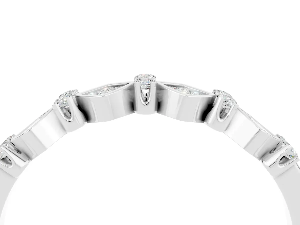 Pavé Cushion Moissanite Cluster Eternity Band with Prong Setting Silver