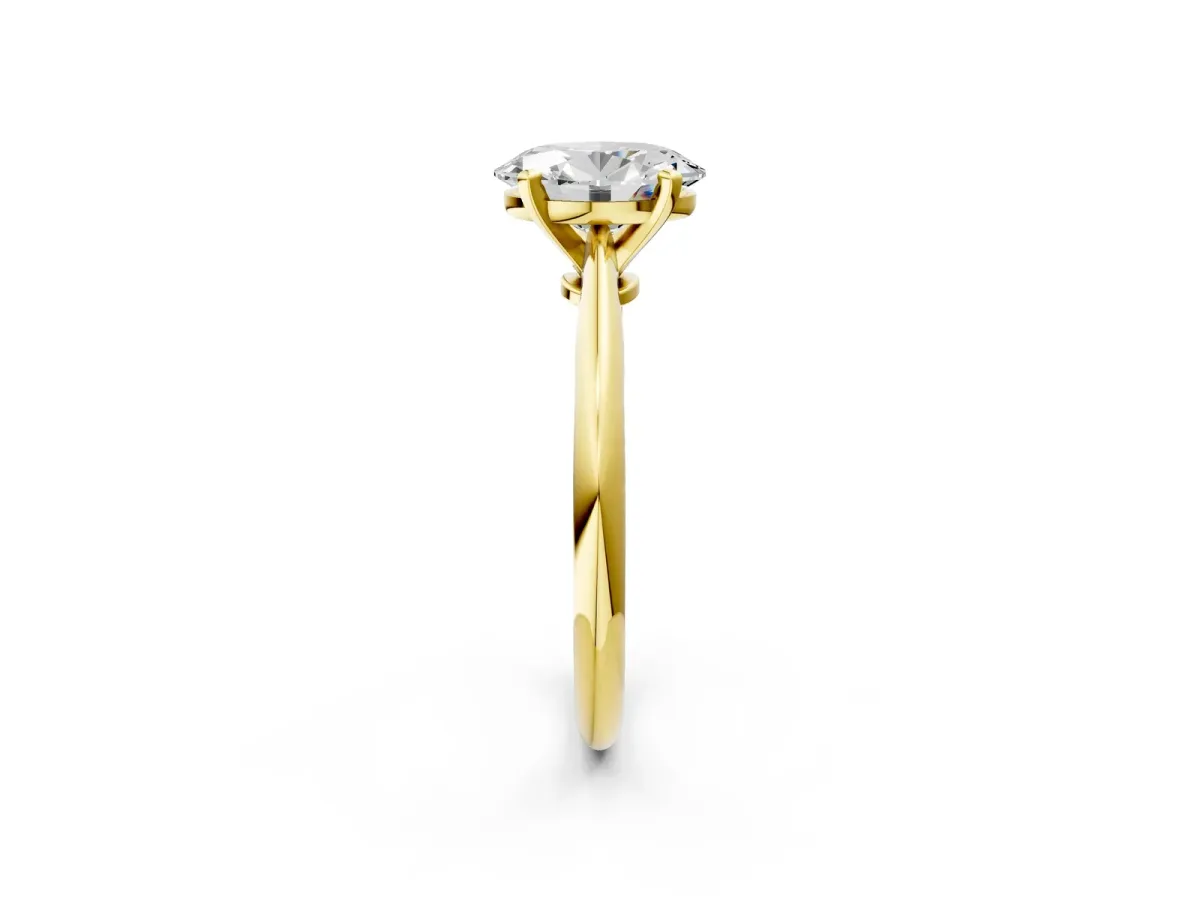 Oval Cut Diamond Solitaire Engagement Ring with Classic Band and Four-Prong Setting Yellow gold