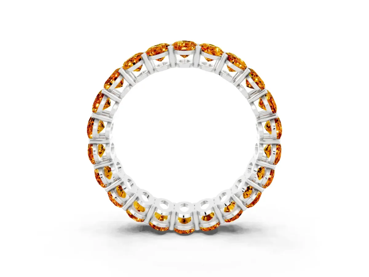 Oval Cut Citrine Eternity Band with Shared Prong Setting Platinum