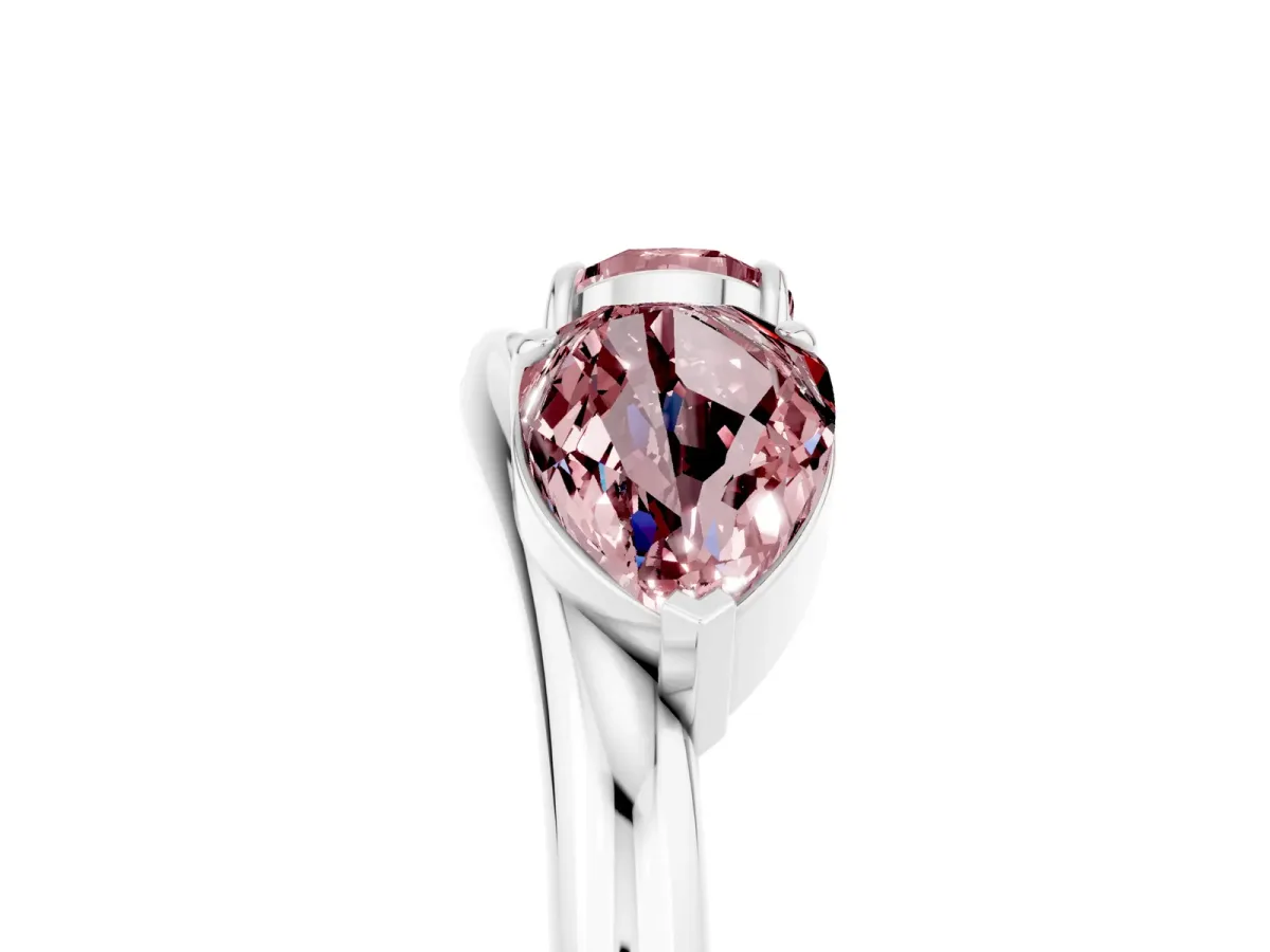 Two-Stone Pear Morganite Bypass Ring with Prong Setting Platinum